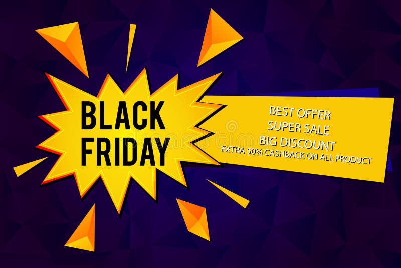 Black Friday Special Offer Sale vector isolated illustration with Comic speech balloons on dark purple background. Pop art vector vector illustration