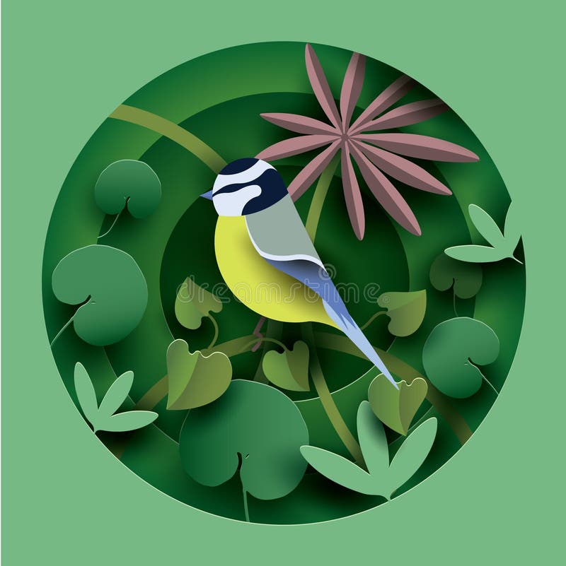 Bird in the thickets of plants. royalty free illustration