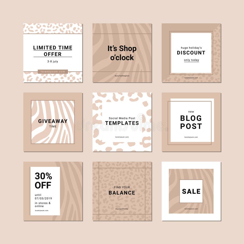 Collection of banners with leopard and zebra print patterns vector illustration
