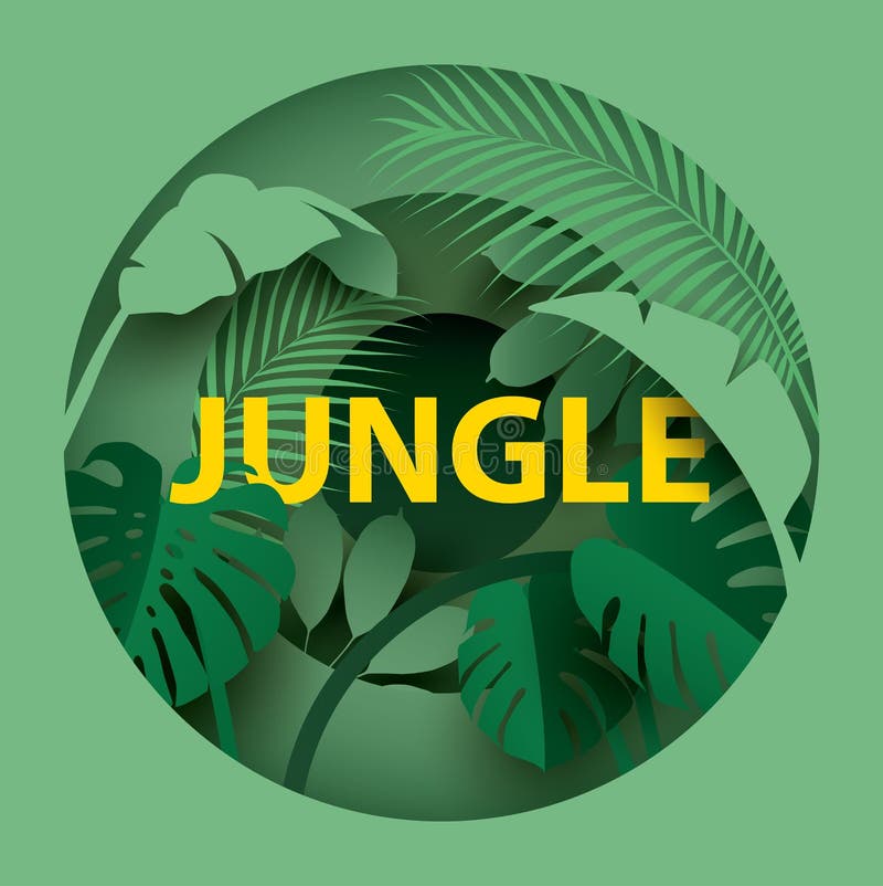 Tropical leaves. Paper cut style. vector illustration
