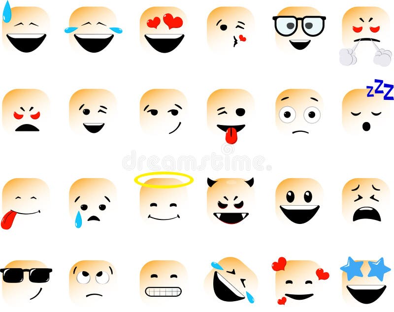 Ñ Ð Ð±Ð ¾ рка Ñ Ð ¼ аР¹” Ð ¾ Ð ² Ustawiający wektorowi emoticons w kreskowym stylu, emoji odizolowywający na białym tle ilustracji