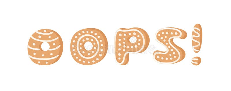 Слово OOPS печений хлеба имбиря иллюстрации вектора мультфильма! Шрифт рождества руки вычерченный Фактические творческие праздник бесплатная иллюстрация