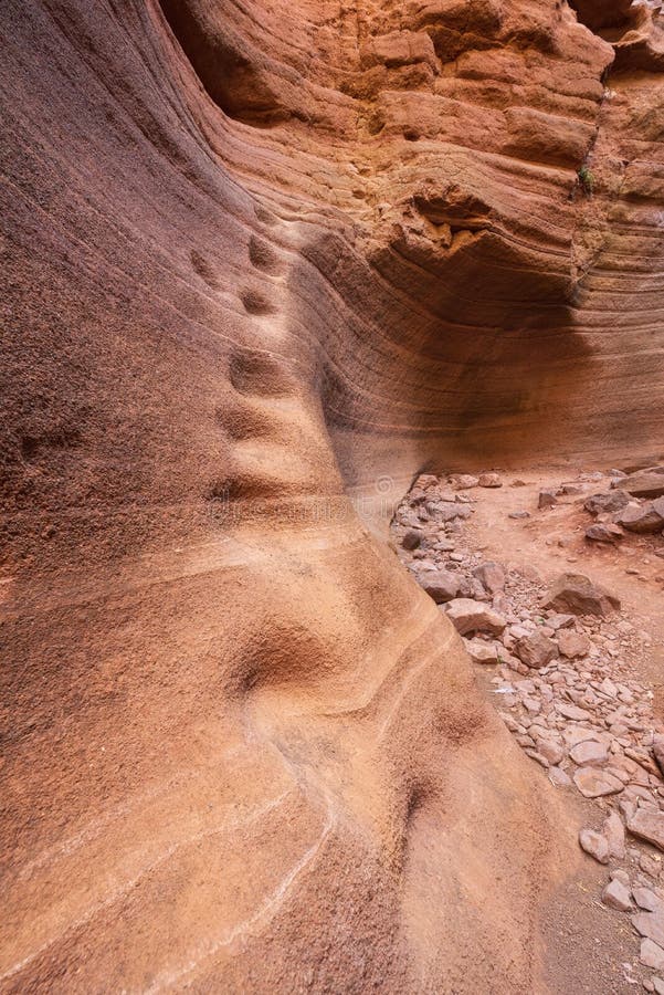 Сценарный каньон известняка, Barranco de las Vacas в Гран-Канарии, Канарских островах Испании стоковые фото Сценарный каньон известняка, Barranco de las Vacas в Гран-Канарии, Канарских островах Испании стоковые фото