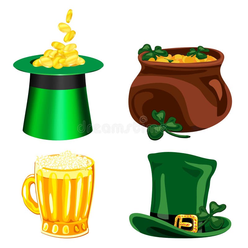 Установите значков мультфильма вектора на день St. Patrick s бесплатная иллюстрация Установите значков мультфильма вектора на день St. Patrick s бесплатная иллюстрация