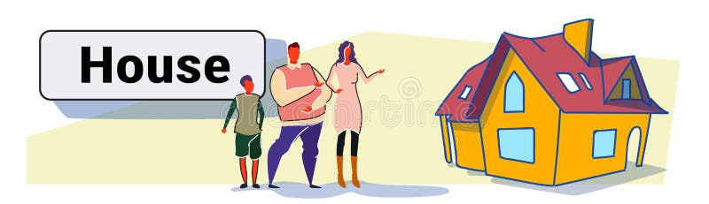 Родители семьи и сын перед doodle эскиза большого современного имущества резиденции дома новым домашним внешним красочным горизон иллюстрация штока Родители семьи и сын перед doodle эскиза большого современного имущества резиденции дома новым домашним внешним красочным горизон иллюстрация штока