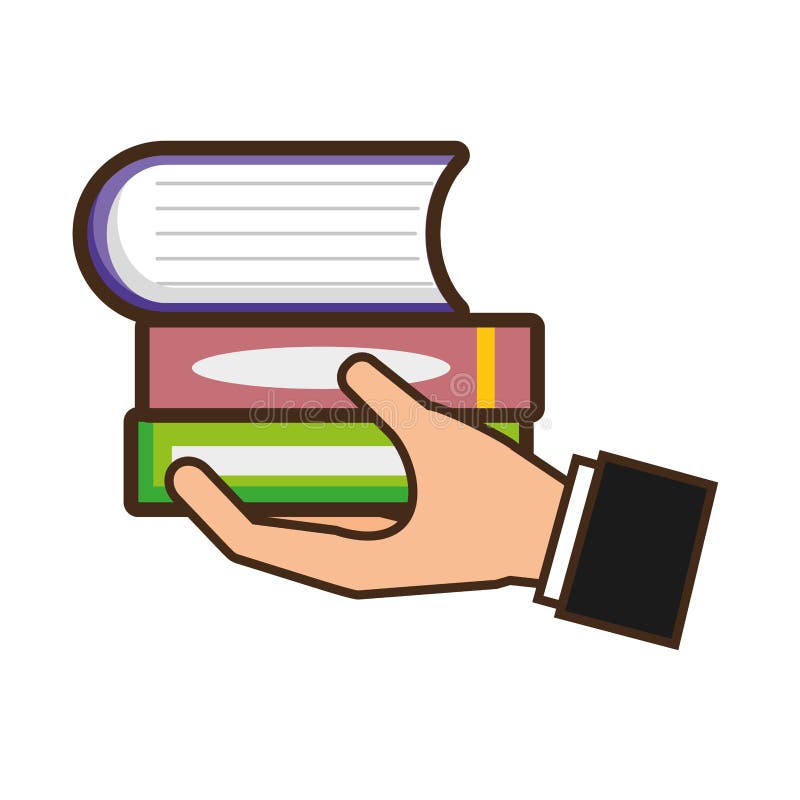 Рука держа кучу книг иллюстрация штока Рука держа кучу книг иллюстрация штока