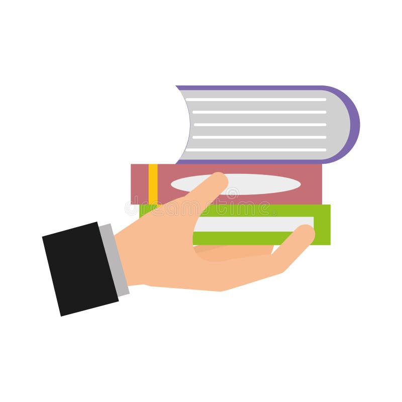 Рука держа кучу книг иллюстрация штока Рука держа кучу книг иллюстрация штока