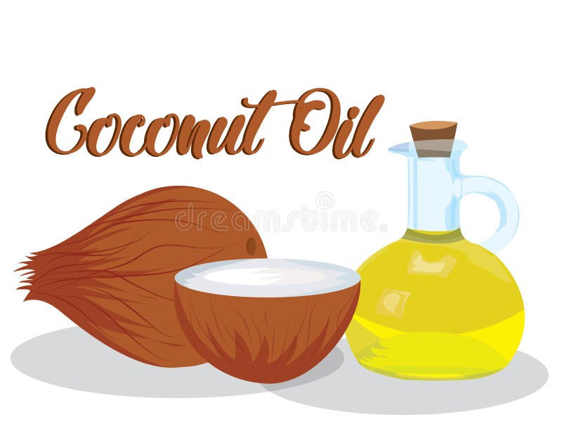 Coconut oil with fresh nut isolated on white background.  eps 10 file. Coconut oil with fresh nut isolated on white background.  eps 10 file