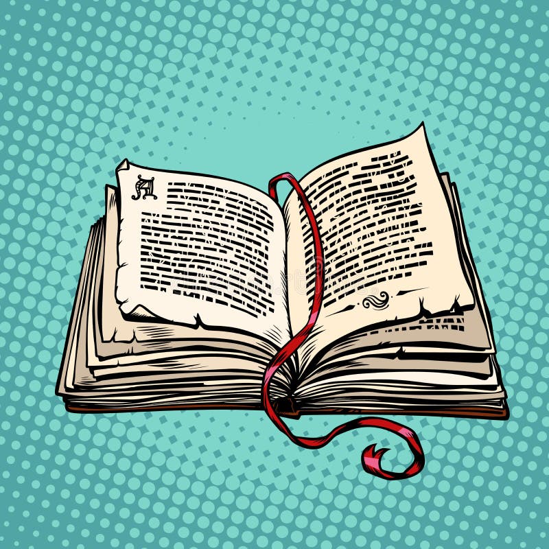 Öffnen Sie altes Buch mit Text, Märchen oder Roman stock abbildung Öffnen Sie altes Buch mit Text, Märchen oder Roman stock abbildung