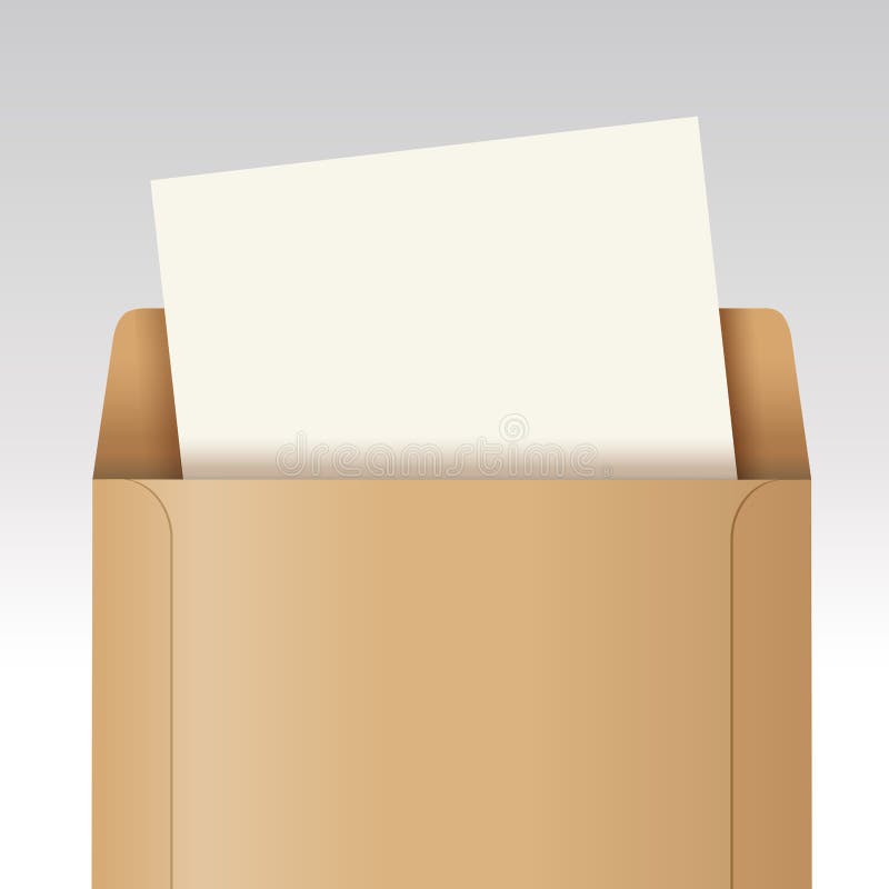 Öffnen Sie braunen Umschlag mit Papier lizenzfreie abbildung