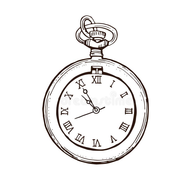 Öffnen Sie Taschen-Uhr in der Weinlese-Art Hand gezeichnete Tintenskizzen-Vektorillustration lizenzfreie abbildung Öffnen Sie Taschen-Uhr in der Weinlese-Art Hand gezeichnete Tintenskizzen-Vektorillustration lizenzfreie abbildung