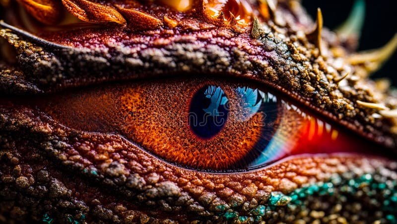 öga av overklig mytisk drake som ser fantastisk, väldigt nära makromystisk monsterdesign abstrakt vektor illustrationer