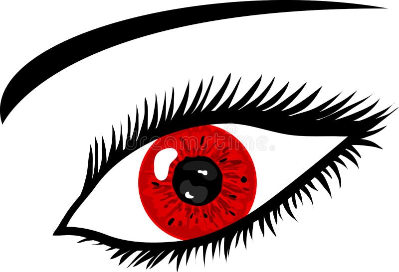 Illustration of a Red Eye with lashes. Illustration of a Red Eye with lashes