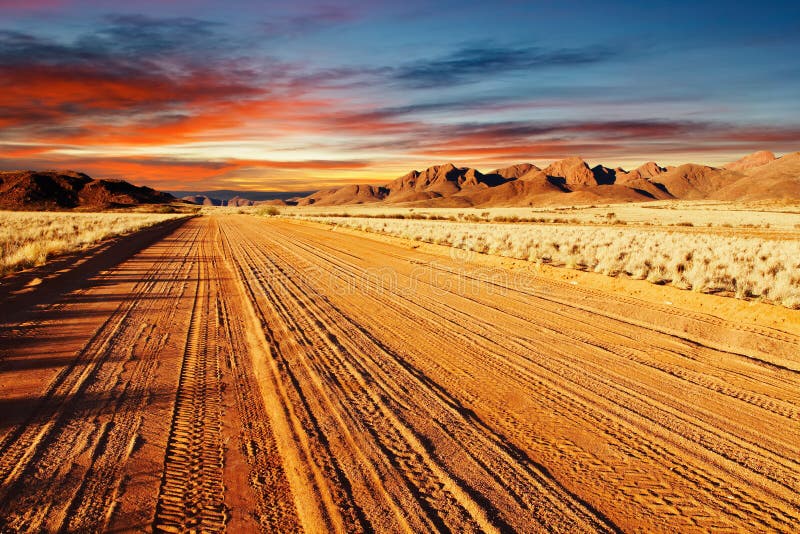 Road in Kalahari Desert, Namibia. Road in Kalahari Desert, Namibia