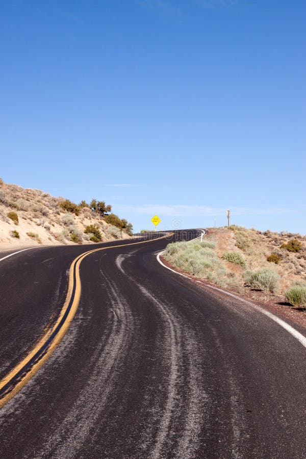 Long strecth of winding desert highway. Long strecth of winding desert highway