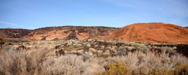 Red rock and brown sandstone in the desert. Red rock and brown sandstone in the desert