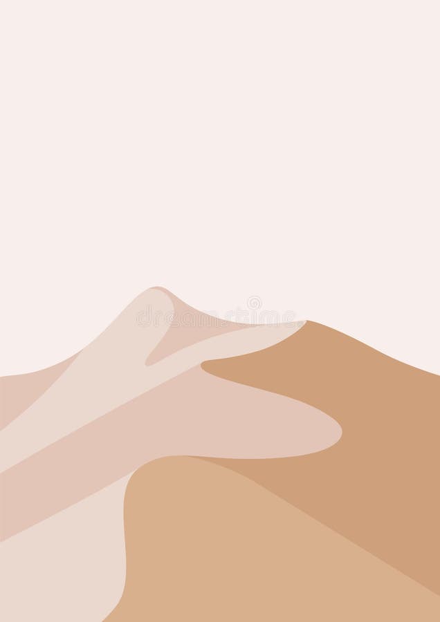Ökenlandskap i vertikalt format ljusrosa och beige färger. royaltyfri illustrationer