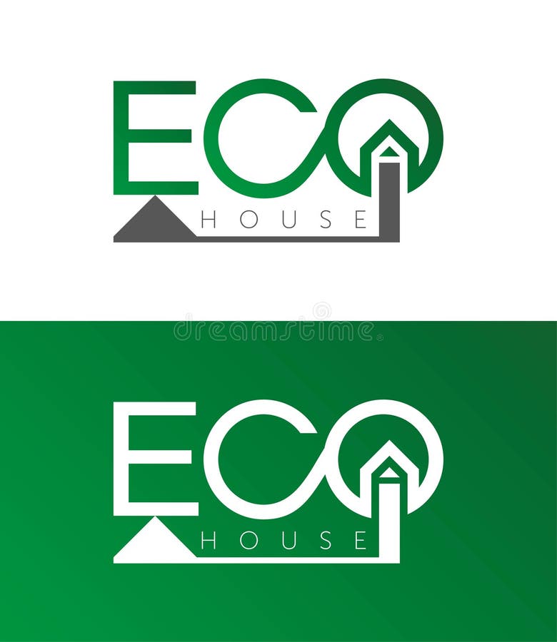 Öko-Haus, Hauslogo, Hauptfirmenzeichen, eco, Grün, Vektorschablone lizenzfreie abbildung Öko-Haus, Hauslogo, Hauptfirmenzeichen, eco, Grün, Vektorschablone lizenzfreie abbildung