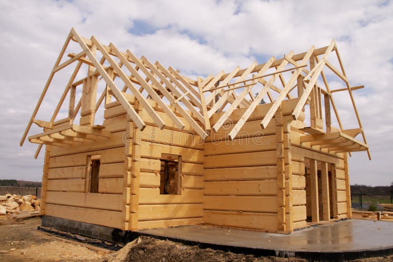 Ökologisches hölzernes Haus stockbild Ökologisches hölzernes Haus stockbild