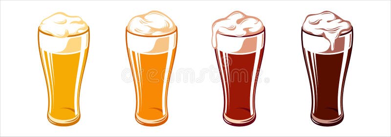 Ölexponeringsglas rånar Weizen ljus Lager Stout Porter Ale Set vektor illustrationer Ölexponeringsglas rånar Weizen ljus Lager Stout Porter Ale Set vektor illustrationer
