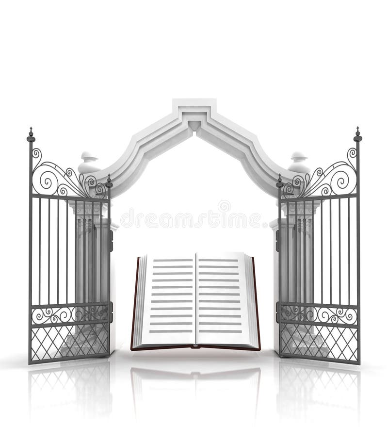 Öppen barock port med den heliga bibeln