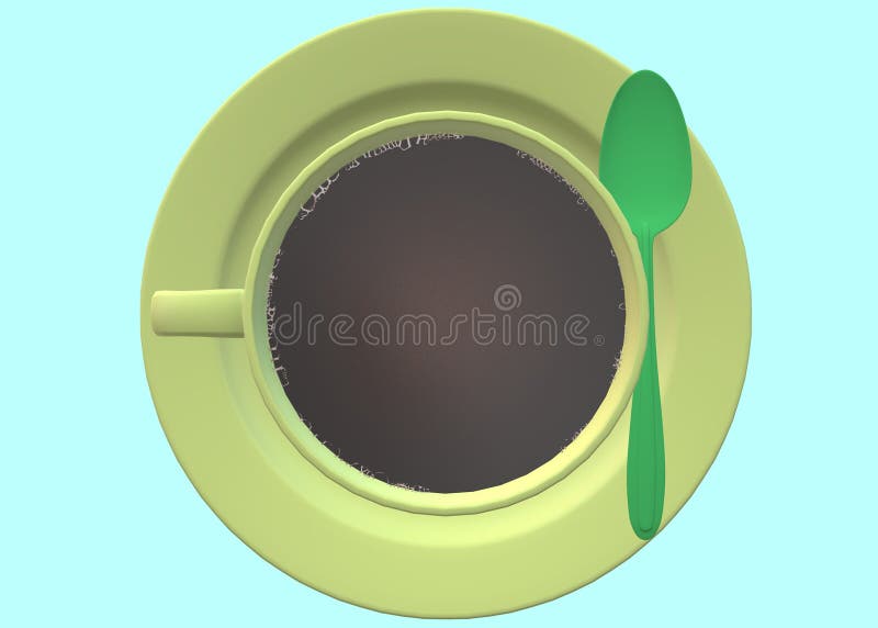 Överkant ner sikt av en kopp av varmt svart kaffe stock illustrationer