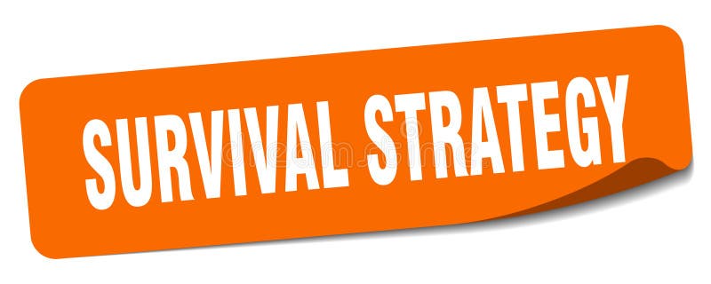 överlevnadsstrategidekalett. överlevnadsstrategietikett stock illustrationer