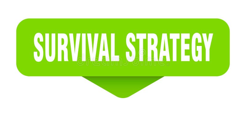 Klistermärke för överlevnadsstrategi. Skylt för överlevnadsstrategi på transparent bakgrund stock illustrationer