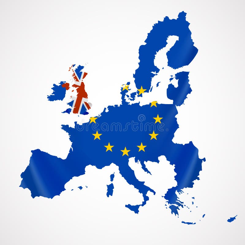 Översikt av Europa med europeiska fackmedlemmar och Storbritannien eller Förenade kungariket i brexit royaltyfri illustrationer Översikt av Europa med europeiska fackmedlemmar och Storbritannien eller Förenade kungariket i brexit royaltyfri illustrationer
