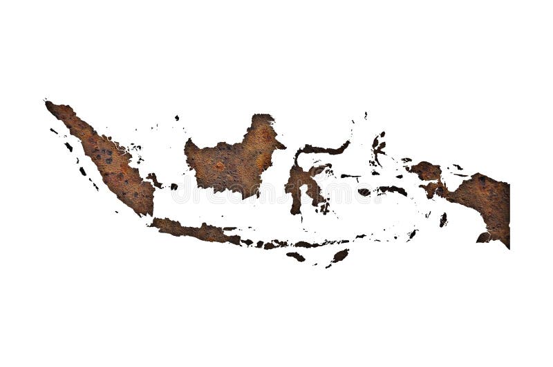 Översikt av Indonesien på rostig metall arkivfoton Översikt av Indonesien på rostig metall arkivfoton