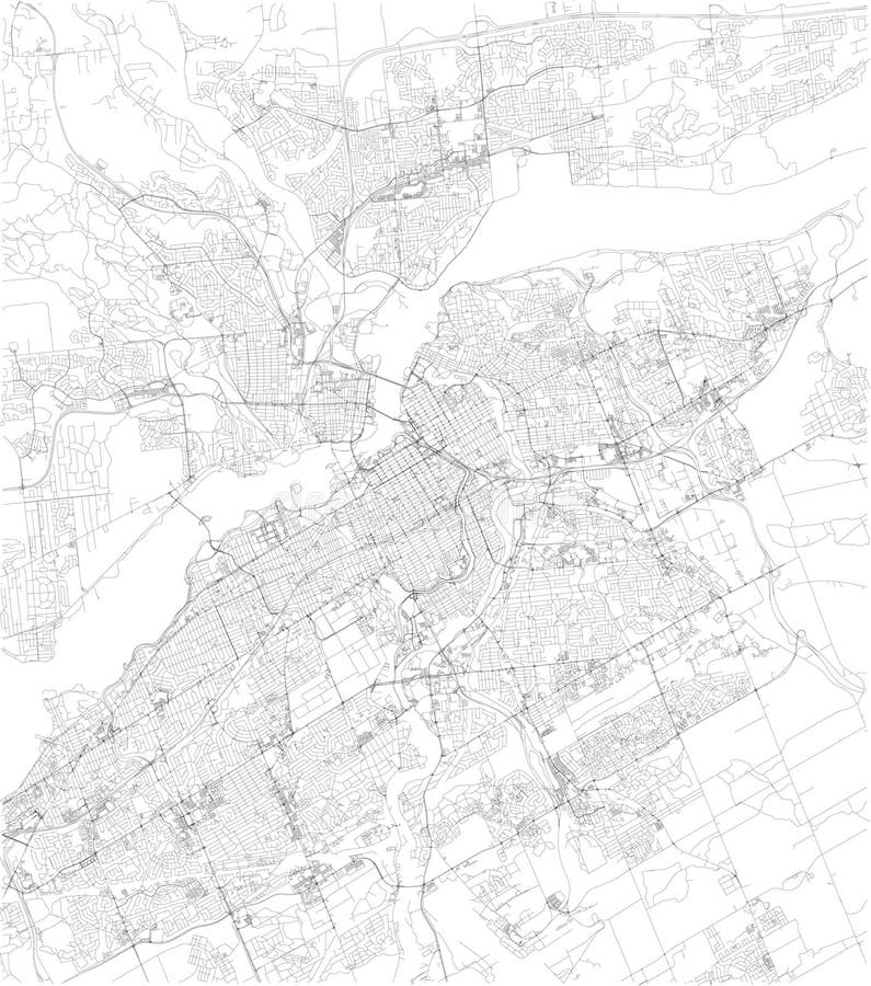 Översikt av Ottawa, satellit- sikt, svartvit översikt Kanada royaltyfri illustrationer Översikt av Ottawa, satellit- sikt, svartvit översikt Kanada royaltyfri illustrationer