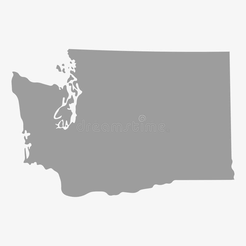 Översikt av Washington State i grå färger på en vit bakgrund royaltyfri illustrationer Översikt av Washington State i grå färger på en vit bakgrund royaltyfri illustrationer