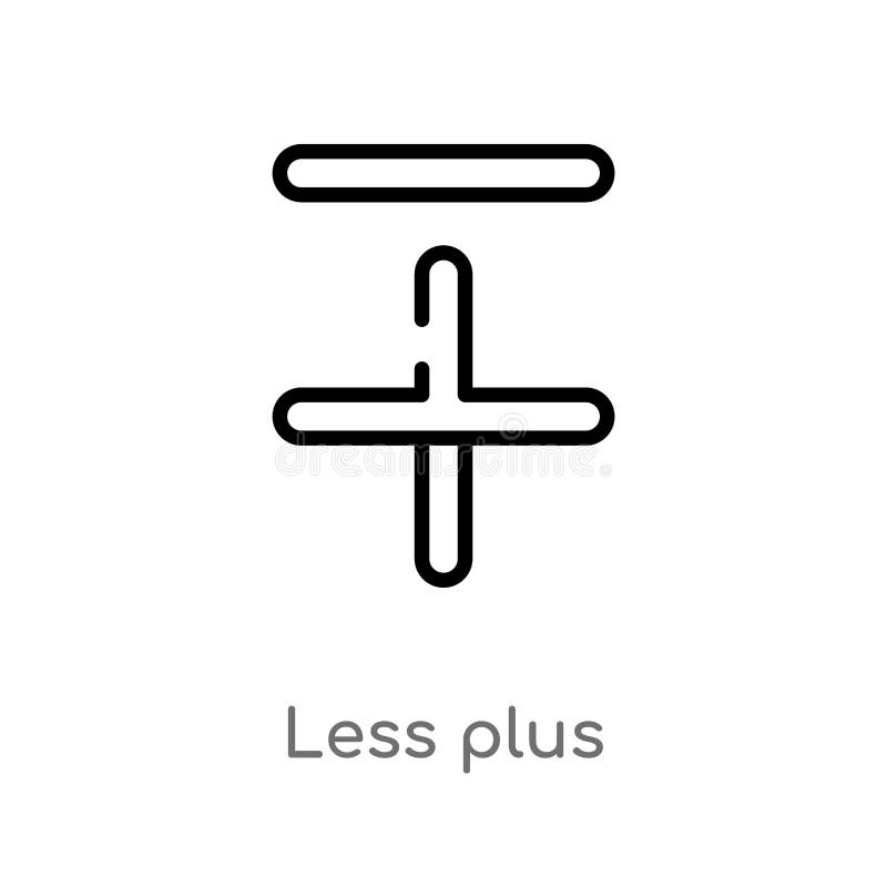 översikt mindre plus vektorsymbol isolerad svart enkel linje beståndsdelillustration från teckenbegrepp redigerbar vektorslagläng royaltyfri illustrationer