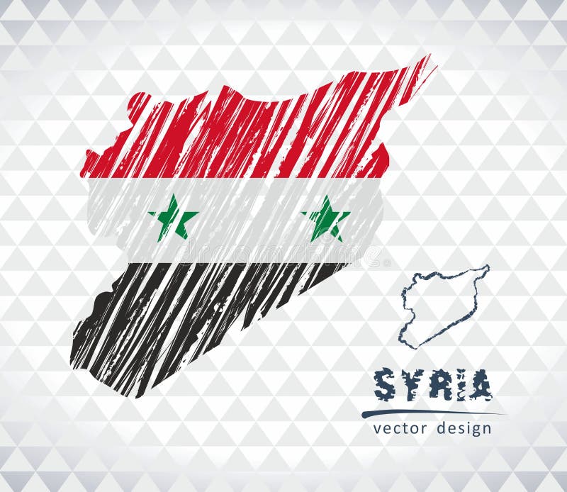 Översikten av Syrien med den drog handen skissar pennöversikten inom också vektor för coreldrawillustration royaltyfri illustrationer Översikten av Syrien med den drog handen skissar pennöversikten inom också vektor för coreldrawillustration royaltyfri illustrationer