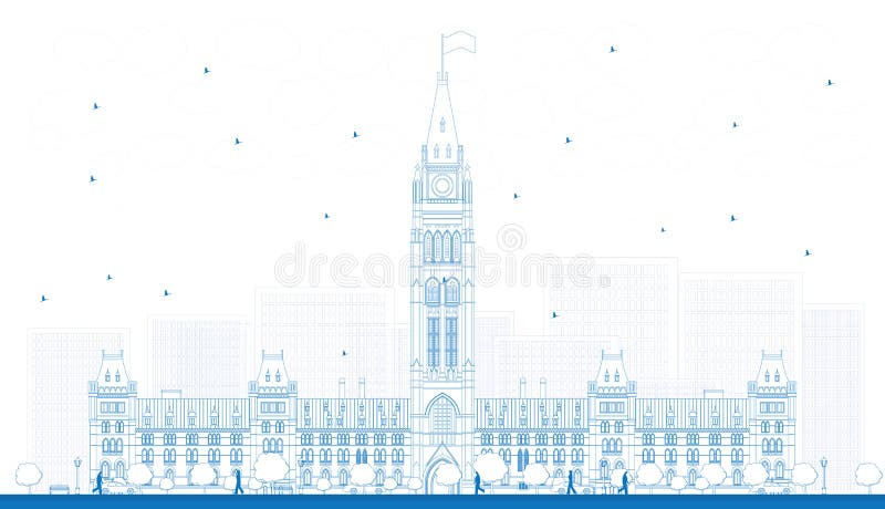 Översiktsparlamentbyggnad i Ottawa, Kanada royaltyfri illustrationer Översiktsparlamentbyggnad i Ottawa, Kanada royaltyfri illustrationer