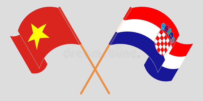 Överskriden och vietnamsk flagg stock illustrationer