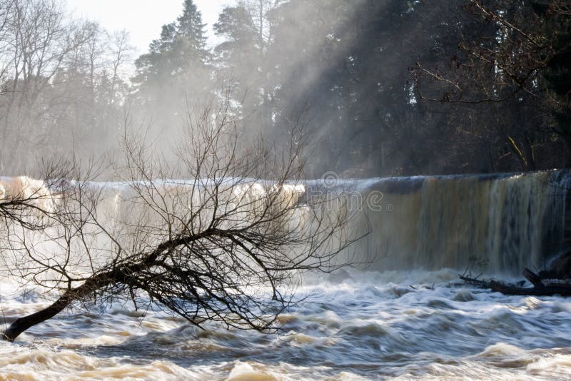 översvämmad flodvattenfall royaltyfria foton översvämmad flodvattenfall royaltyfria foton