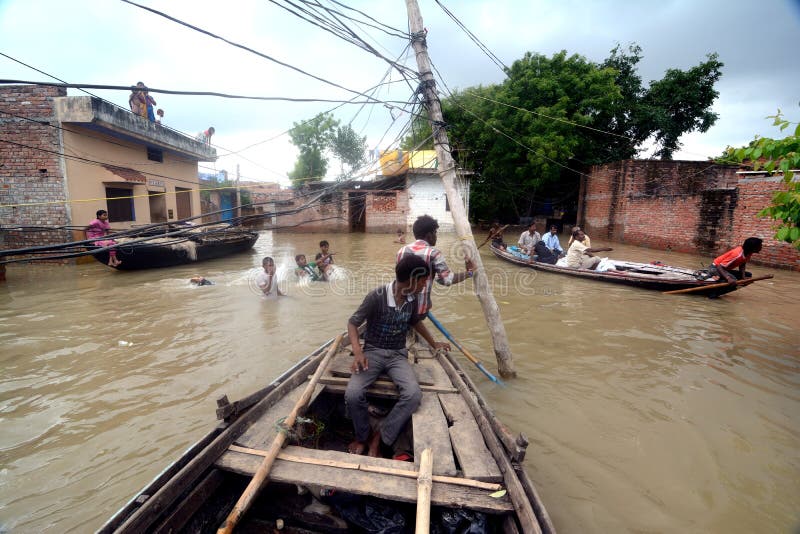 Översvämmat Indien royaltyfria bilder