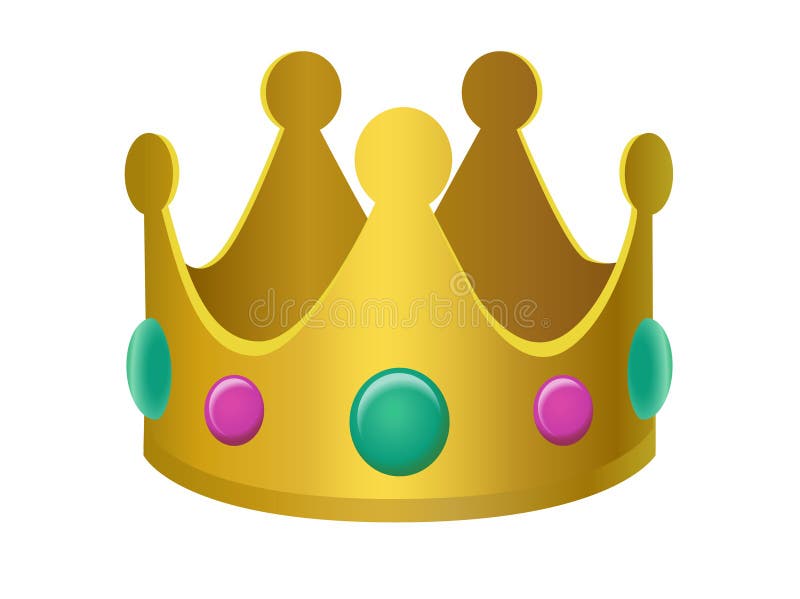 Övertoningsguldkungskronikon med gemstenjuveler på sidorna royaltyfri illustrationer
