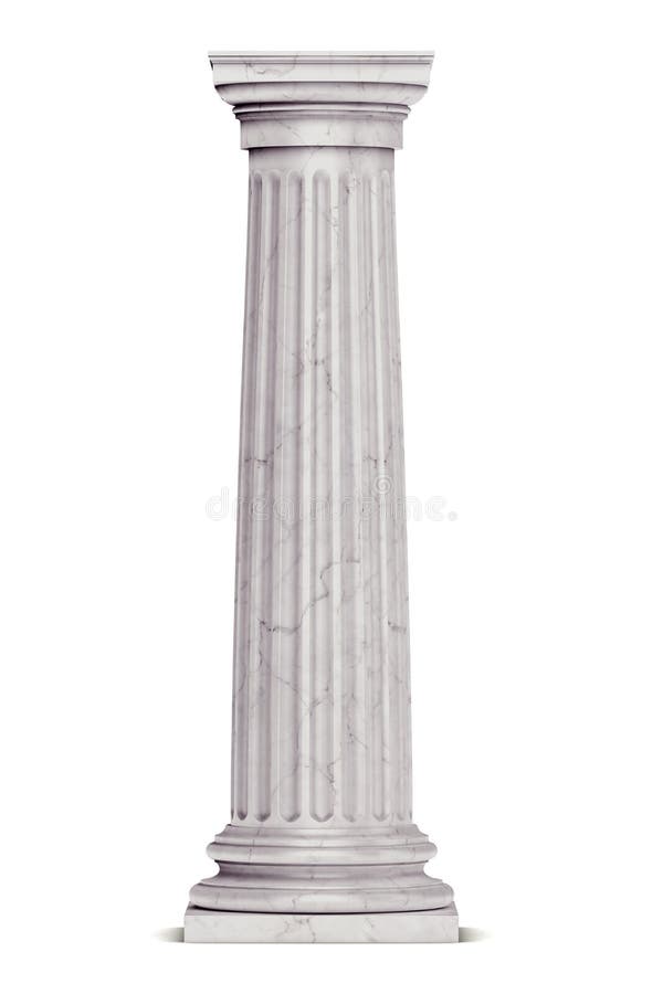 Única coluna grega isolada no branco