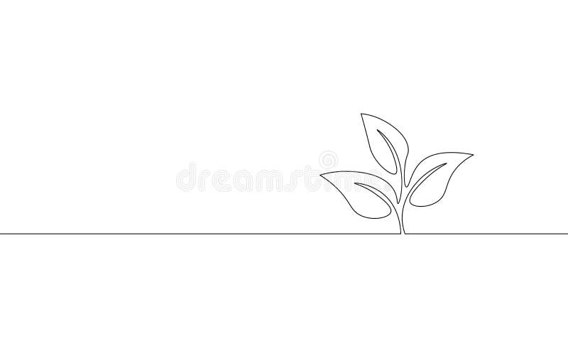 Single continuous line art growing sprout. Plant leaves seed grow soil seedling eco natural farm concept design one sketch outline drawing vector illustration art. Single continuous line art growing sprout. Plant leaves seed grow soil seedling eco natural farm concept design one sketch outline drawing vector illustration art