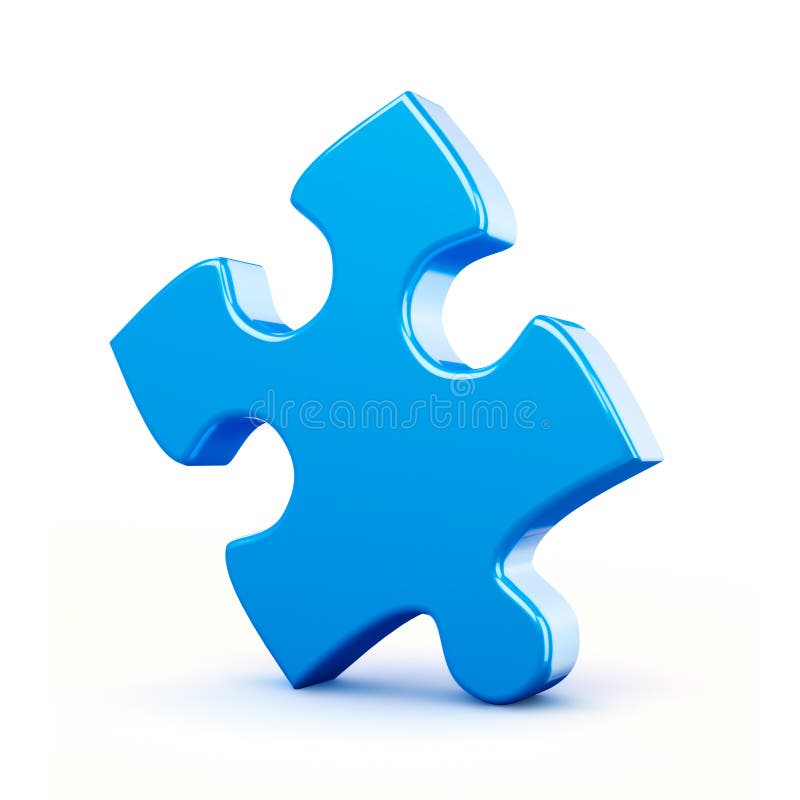 Single blue puzzle piece isolated on white background. Single blue puzzle piece isolated on white background