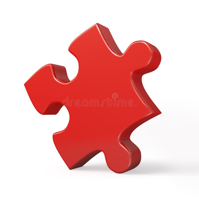 Single red puzzle piece isolated on white background. Single red puzzle piece isolated on white background