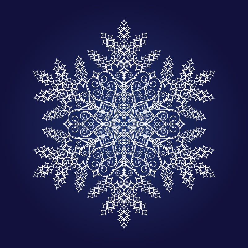 Single detailed snowflake on dark blue background vector illustration. Single detailed snowflake on dark blue background vector illustration