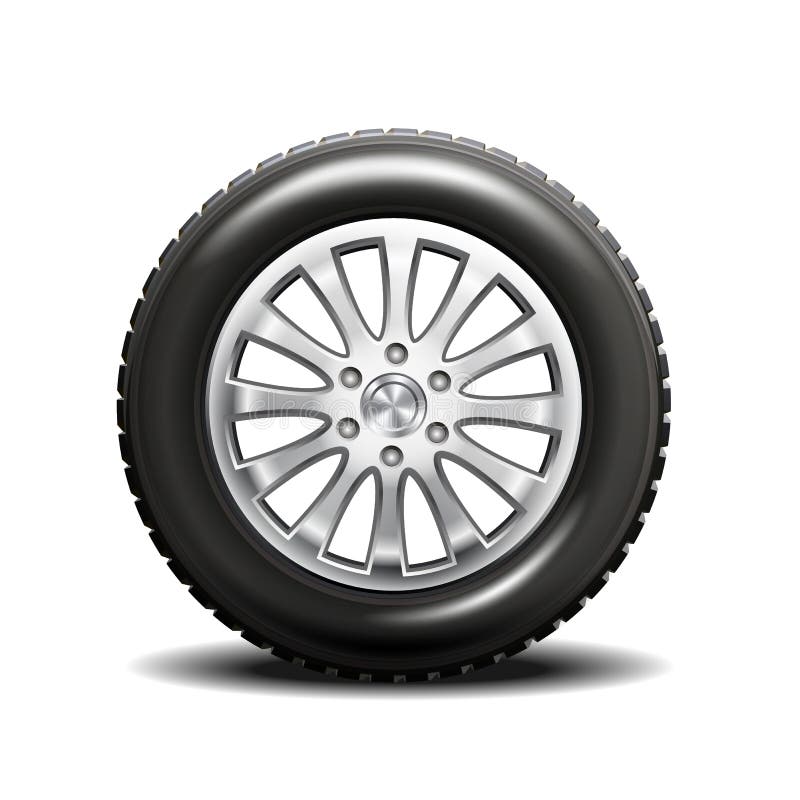 Realistic vector illustration of a single car tire on a white background. Realistic vector illustration of a single car tire on a white background