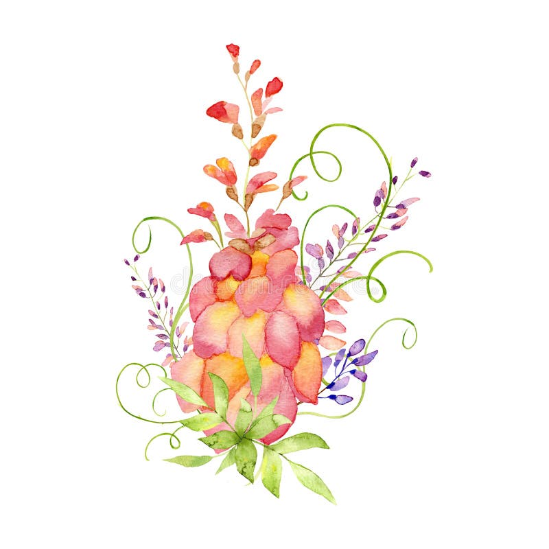 Übergeben Sie gezogenen Aquarellblumenstrauß von Blumen und von Blättern Dekoratives Bild einer Flugwesenschwalbe ein Blatt Papie vektor abbildung Übergeben Sie gezogenen Aquarellblumenstrauß von Blumen und von Blättern Dekoratives Bild einer Flugwesenschwalbe ein Blatt Papie vektor abbildung