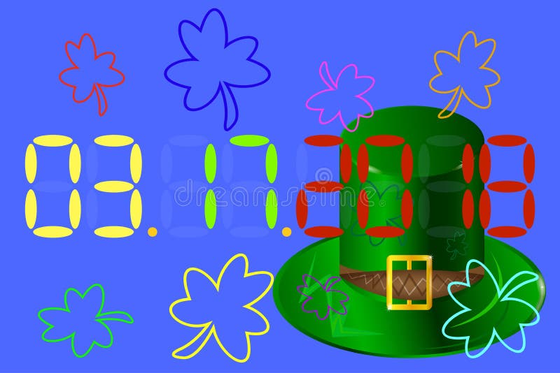 Übergeben Sie gezogenen Typografieausweis mit grünem Hut und Shamrock Vektor stock abbildung Übergeben Sie gezogenen Typografieausweis mit grünem Hut und Shamrock Vektor stock abbildung