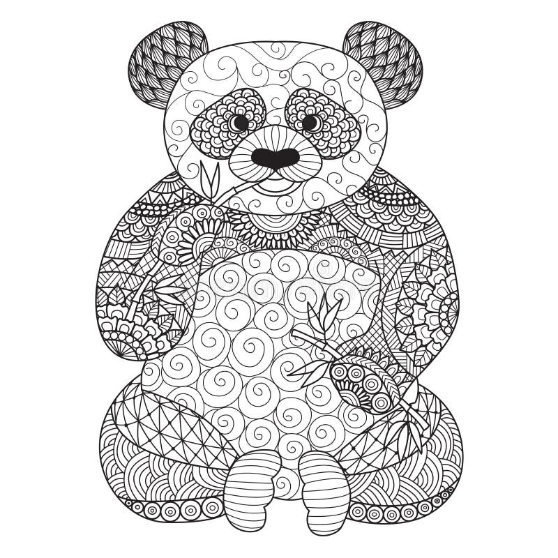 Übergeben Sie gezogenen zentangle Panda für Malbuch für Erwachsenen, Tätowierung, Hemddesign, Logo und so weiter stock abbildung