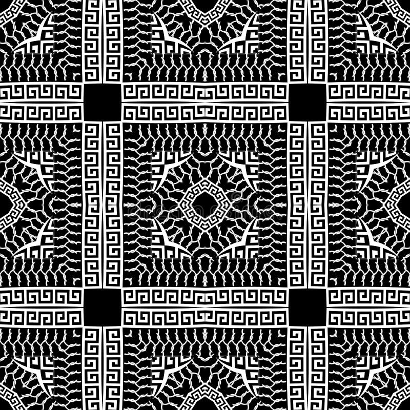 Überkreuzter schwarz-weißer Grauvektor, nahtloses Muster Ziergeometrischer Stammeshintergrund Dekorative Abstract lizenzfreie abbildung