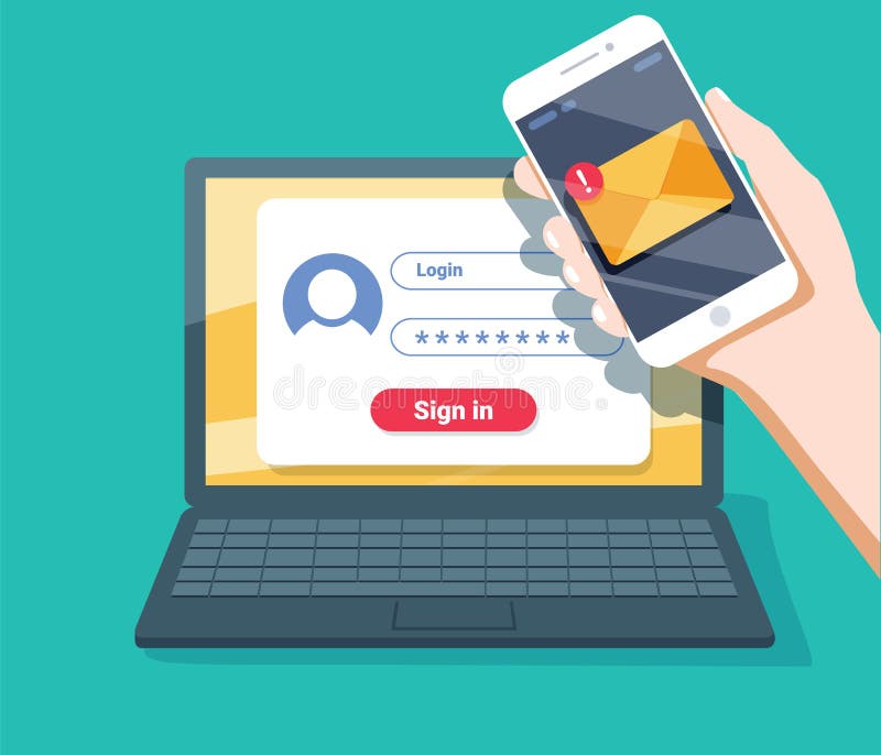Überprüfungscodemitteilung Laptop und Smartphone mit Code Sicherheit der persönlichen Information lizenzfreie abbildung Überprüfungscodemitteilung Laptop und Smartphone mit Code Sicherheit der persönlichen Information lizenzfreie abbildung